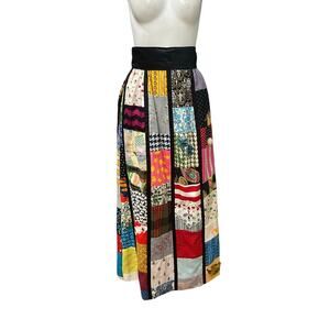 Vintage Lilli Patchwork Maxi Skirt Novelty Applique Fringe 25” Waist Rare -